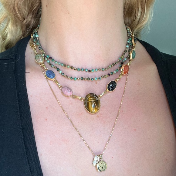 Handmade hand knotted long double layer African turquoise gemstone necklace - Picture 3 of 9